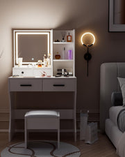 View Makeup Table with Extra Large Mirror and Lights, 80cm Dressing Table with Stool image 5