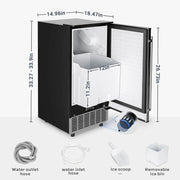 View Commercial Under Counter Ice Maker Machine, 80Lbs/Day with 24lbs Ice Storage, Built-in Drain Pump/Automatic Cleaning/Timing Setting/Smart LCD Panel, Ideal for Both Home and Commercial Use image 2