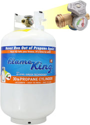 View Pound Steel Propane Tank Cylinder with OPD Valve and Built-in Gauge, 20 lb Vertical-Flame King image 3
