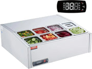 View Refrigerated Condiment Prep Station, 135 W Countertop Refrigerated Condiment Station, with 2 1/3 Pans & 4 1/6 Pans, 304 Stainless Body and PC Lid, Sandwich Prep Table with Stainless Guard, ETL image 1