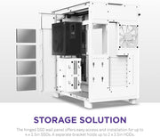 View H9 Flow Dual-Chamber ATX Mid-Tower PC Gaming Case – High-Airflow Perforated Top Panel – Tempered Glass Front & Side Panels – 360mm Radiator Support – Cable Management – White image 6