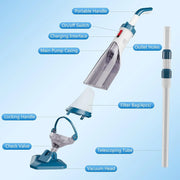 View Pool Vacuum for Above Ground Pool with a Telescopic Pole, Running time up to 1H, T403 Handheld Rechargeable Pool Cleaner with Powerful Suction up to 18.5 gallons/min, Ideal for Leaves, Debris image 3