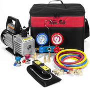 View Premium 4CFM Air Vacuum Pump HVAC A/C Refrigeration Kit AC Manifold Gauge Case Set R134a Tap w/Leak Detector and Carrying Tote Bag image 1
