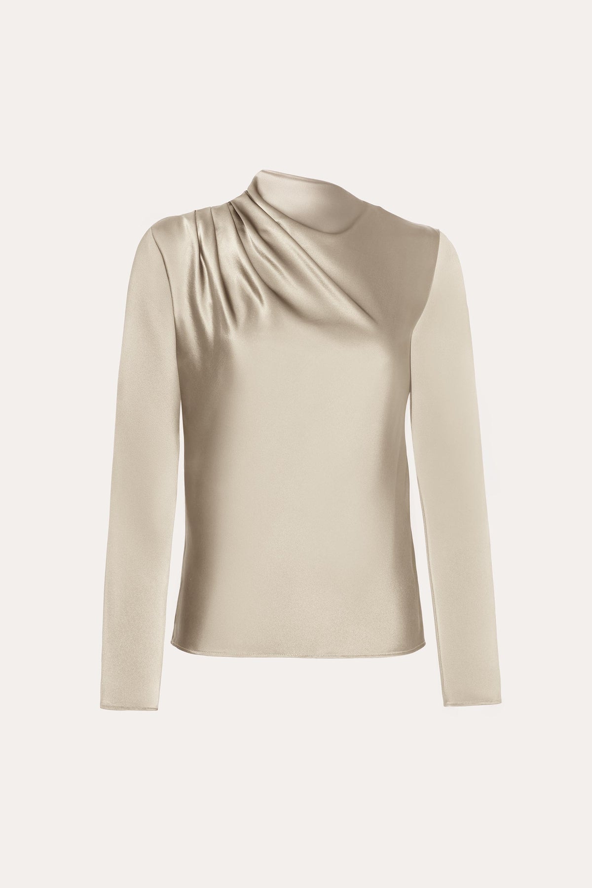 Leah Silk Charmeuse Ruched Long Sleeve Shirt
