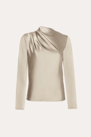 View Leah Silk Charmeuse Ruched Long Sleeve Shirt image 5