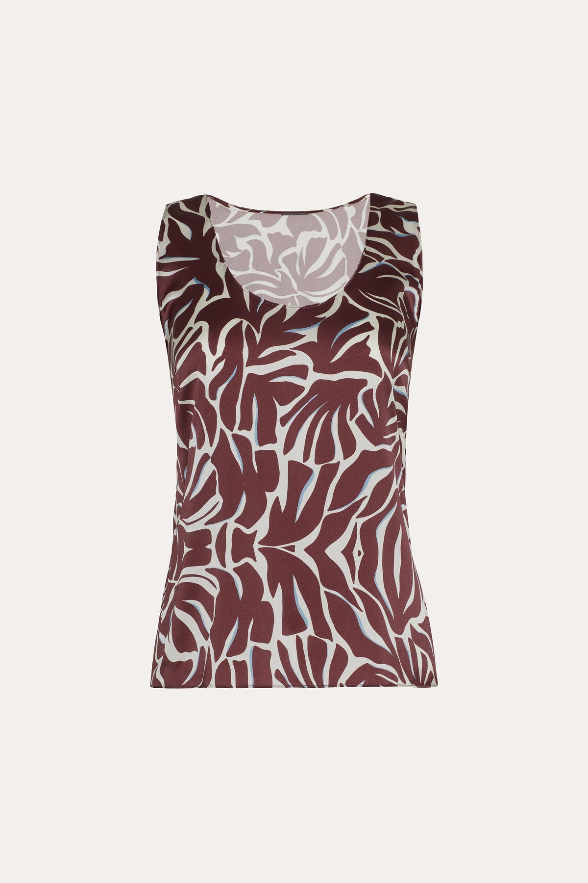 Naya Silk Charmeuse Coral Print Top