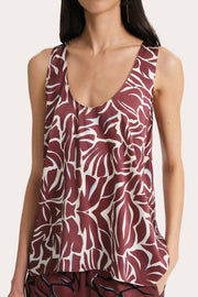 View Naya Silk Charmeuse Coral Print Top image 2