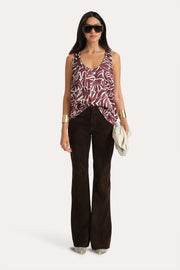 View Naya Silk Charmeuse Coral Print Top image 1