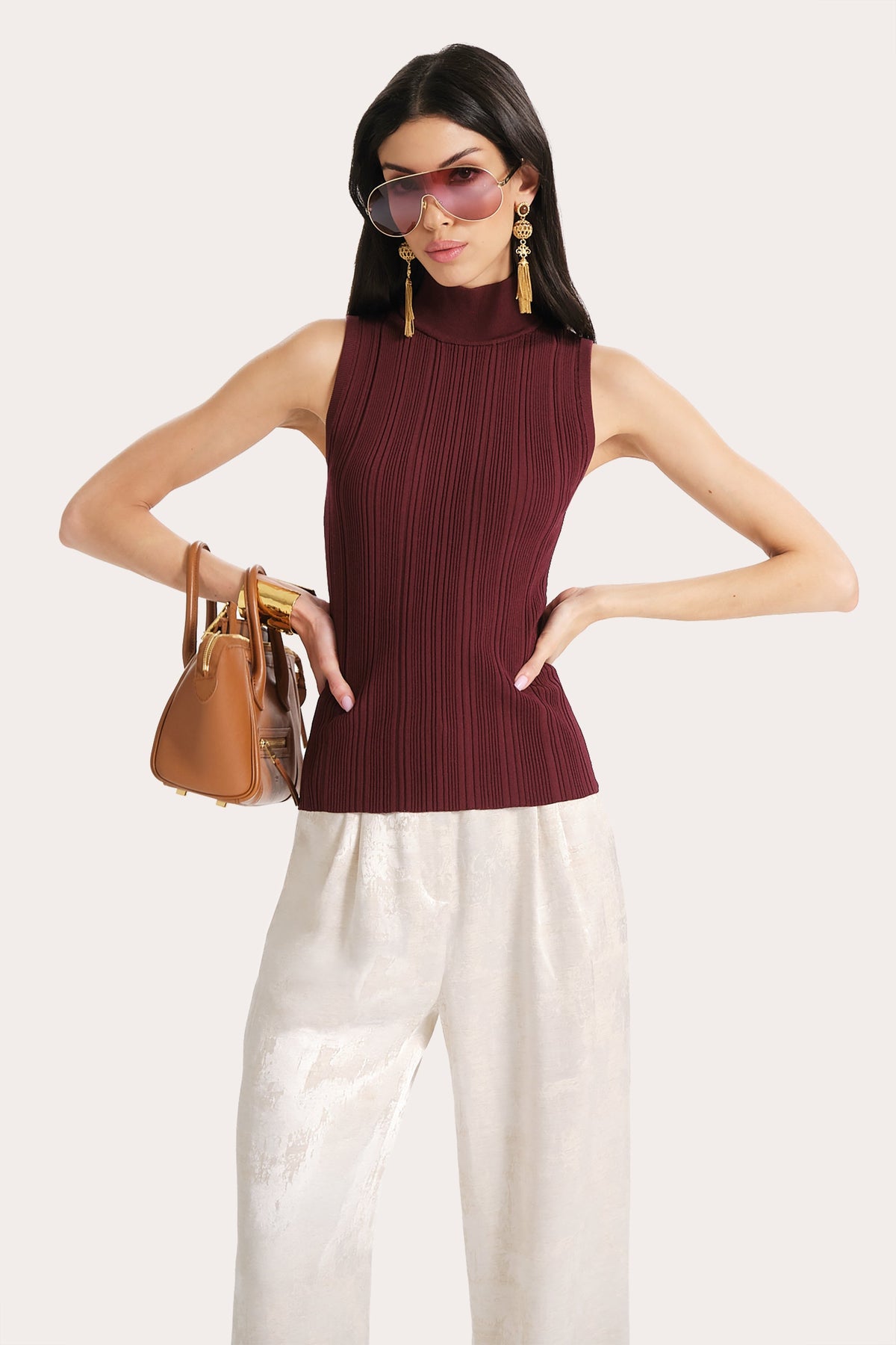 Azura Ribbed Sleeveless Mock Neck
