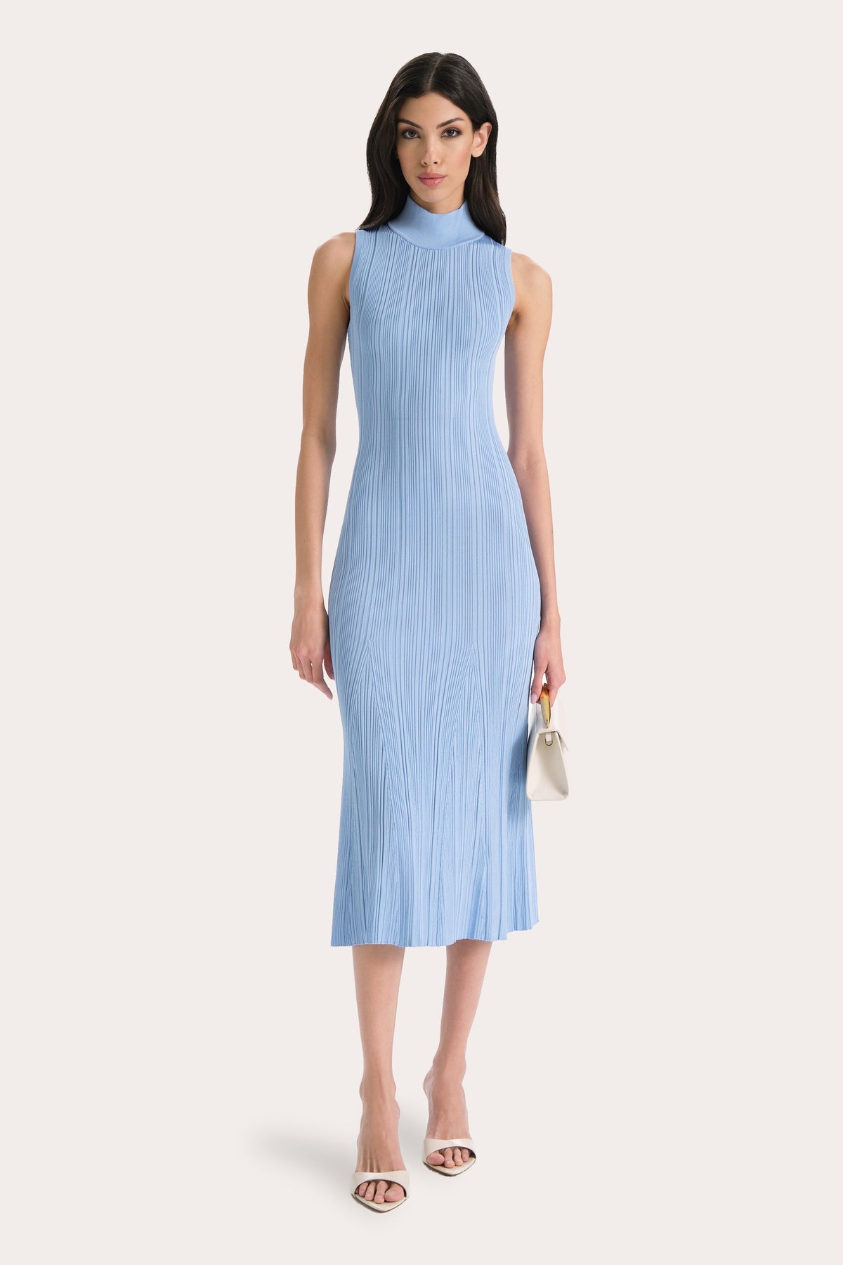 Azura Ribbed Trumpet Mock Neck Dress