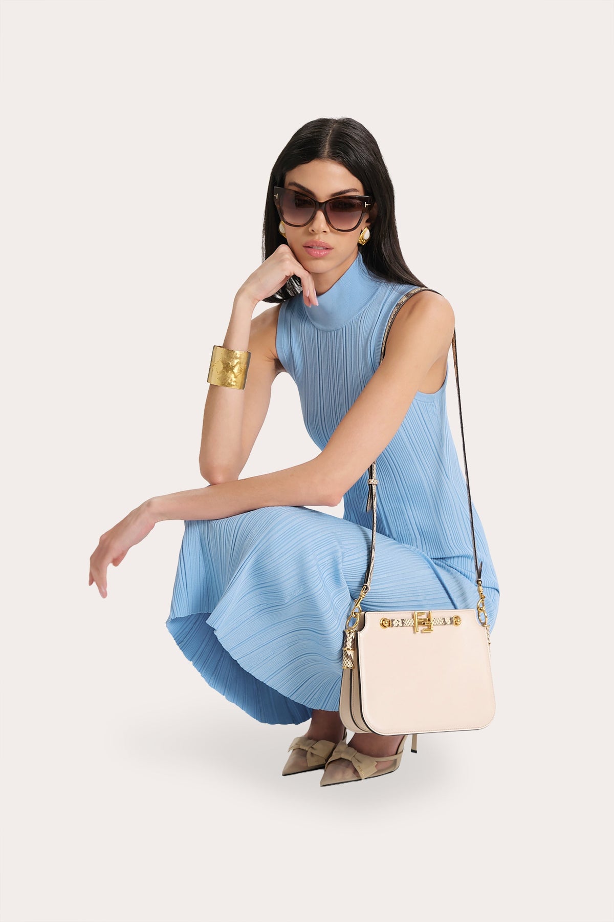 Azura Ribbed Trumpet Mock Neck Dress