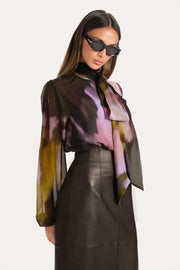 View Emma Silk Chiffon Printed Bodysuit image 4