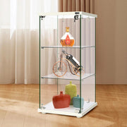 View 4 Layers 15.7''W x 15.7''D x 62.6''H Glass Display Cabinet Countertop Showcase with Lock, 5mm Tempered Glass 25mm MDF Base image 2