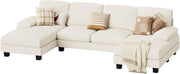 View Sectional Couches for Living Room, U Shaped Couch with Chenille Fabric, 4 Seat Modern Sofa with Removable Pillows for Apartment and Small Space (Fabric, Grey) image 2