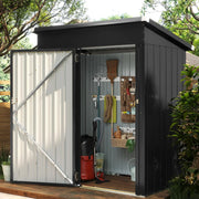 View 6.2x4 FT Shed Outdoor Storage Shed Metal Garden Shed with Lockable Doors & Slooping Roof Tool Shed Bike Shed for Backyard, Patio, Poolside (Brown) image 2