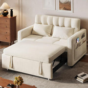 View 3-in-1 Convertible Sofa Bed, 55" Sleeper Sofa with Pull-Out Bed, Cat-Scratch-Proof Fabric Futon Couch with Adjustable Backrest and Side Pocket, Loveseat for Living Room Apartment, Grey image 1