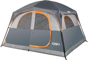 View A 6-person waterproof and windproof portable family camping tent, with a double-layer structure, equipped with 1 mesh door and 5 large mesh windows - height of 10 feet × 9 feet × 78 inches (unit: inches) image 1