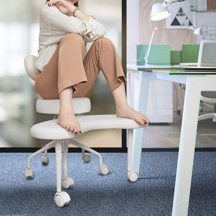 Meditation Chair, Home Office Desk Chair, Cross Legged Chair with Lumbar Support and Adjustable Stool