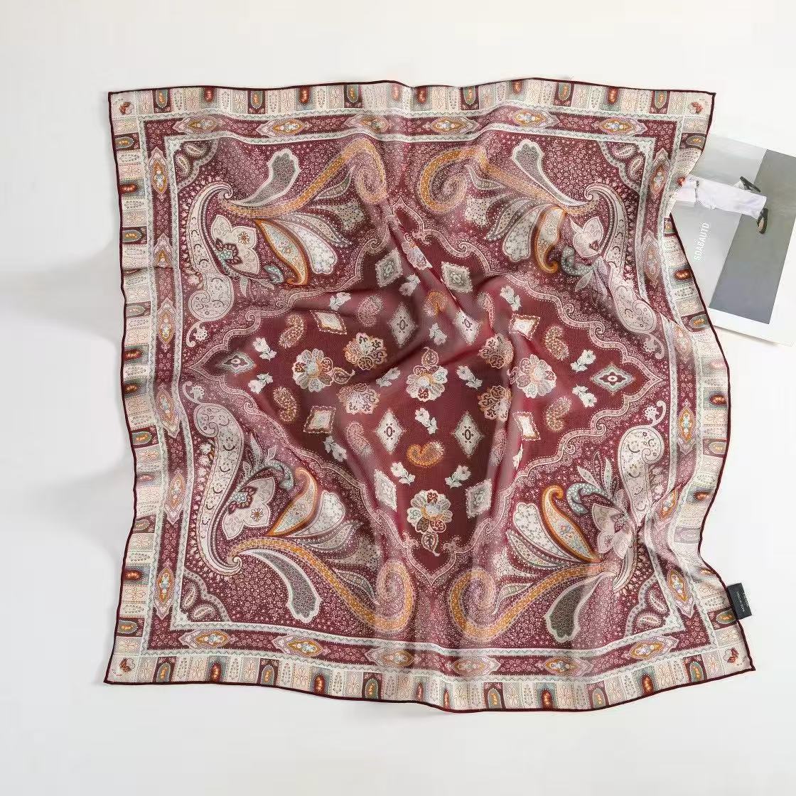 BOFAN 100% Mulberry Silk Square Scarf for Women, 68 × 68 cm