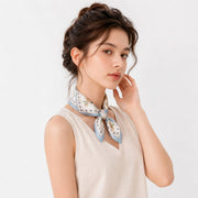 View BOFAN 100% Mulberry Silk Floral Square Scarf for Women, 53 × 53 cm image 2