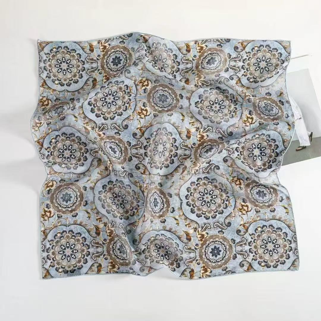 BOFAN 100% Mulberry Silk Square Scarf for Women, 68 × 68 cm