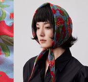 View BOFAN 100% Mulberry Silk Triangle Scarf for Women, Double-Sided Print image 2