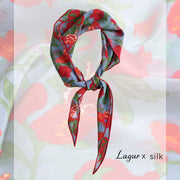 View BOFAN 100% Mulberry Silk Triangle Scarf for Women, Double-Sided Print image 5