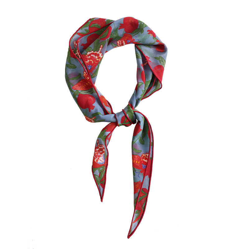BOFAN 100% Mulberry Silk Triangle Scarf for Women, Double-Sided Print