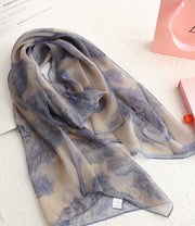 View BOFAN 100% Mulberry Silk Botanical Print Long Scarf for Women, 53 × 175 cm image 5