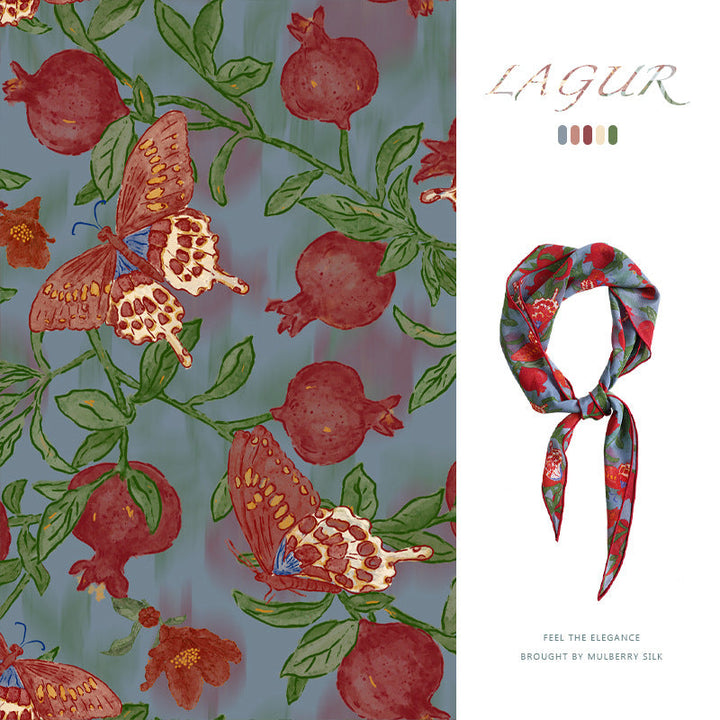 BOFAN 100% Mulberry Silk Triangle Scarf for Women, Double-Sided Print
