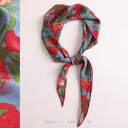 View BOFAN 100% Mulberry Silk Triangle Scarf for Women, Double-Sided Print image 4