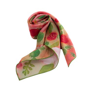 View BOFAN 100% Mulberry Silk Floral Print Square Scarf for Women, 63 × 63 cm image 5