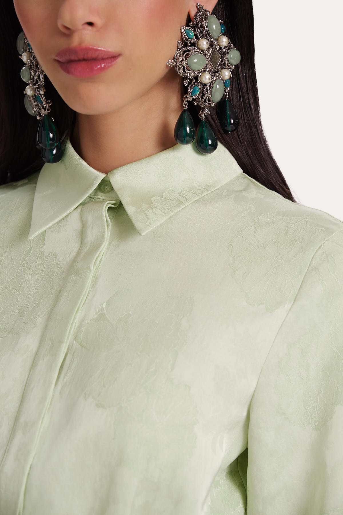 Savannah Satin Jacquard Corset Shirt