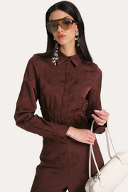 View Savannah Satin Jacquard Corset Shirt image 4