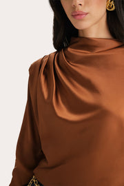 View Leah Silk Charmeuse Ruched Long Sleeve Shirt image 2