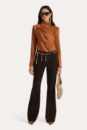 View Leah Silk Charmeuse Ruched Long Sleeve Shirt image 1
