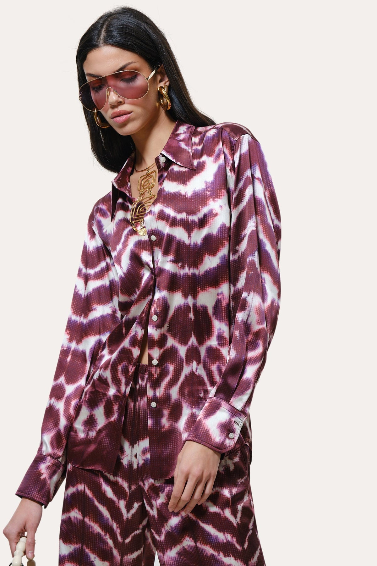 Lila Ikat Silk Button Down