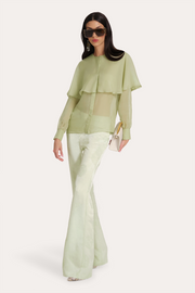 View Sage Silk Chiffon Cape Blouse image 1