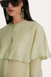 View Sage Silk Chiffon Cape Blouse image 2