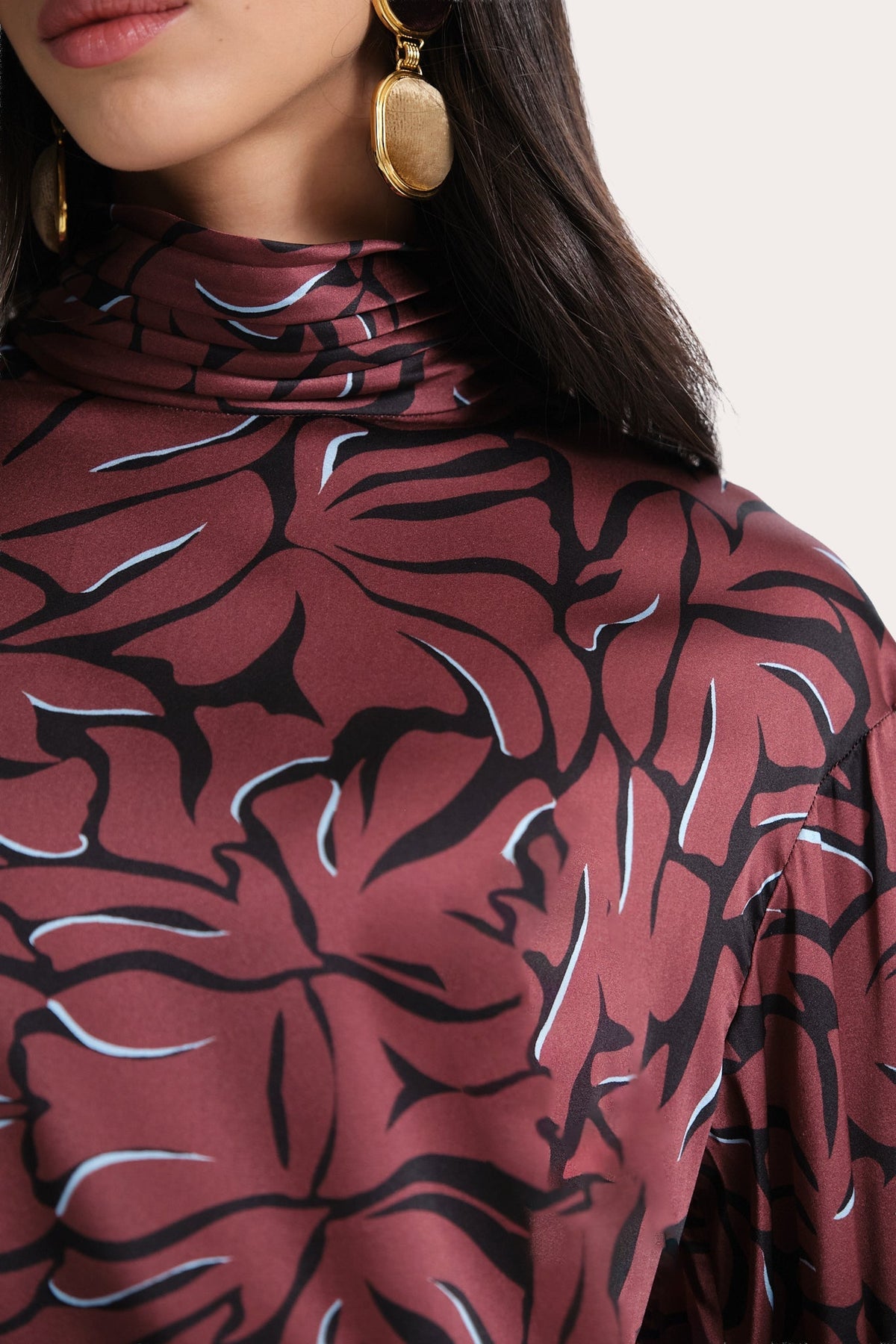 Naya Silk Charmeuse Coral Print Blouse