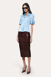 View Sylvie Silk Charmeuse Short Sleeve Shirt image 1
