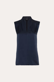 View Sleeveless Silk Satin Contour Shirt image 2