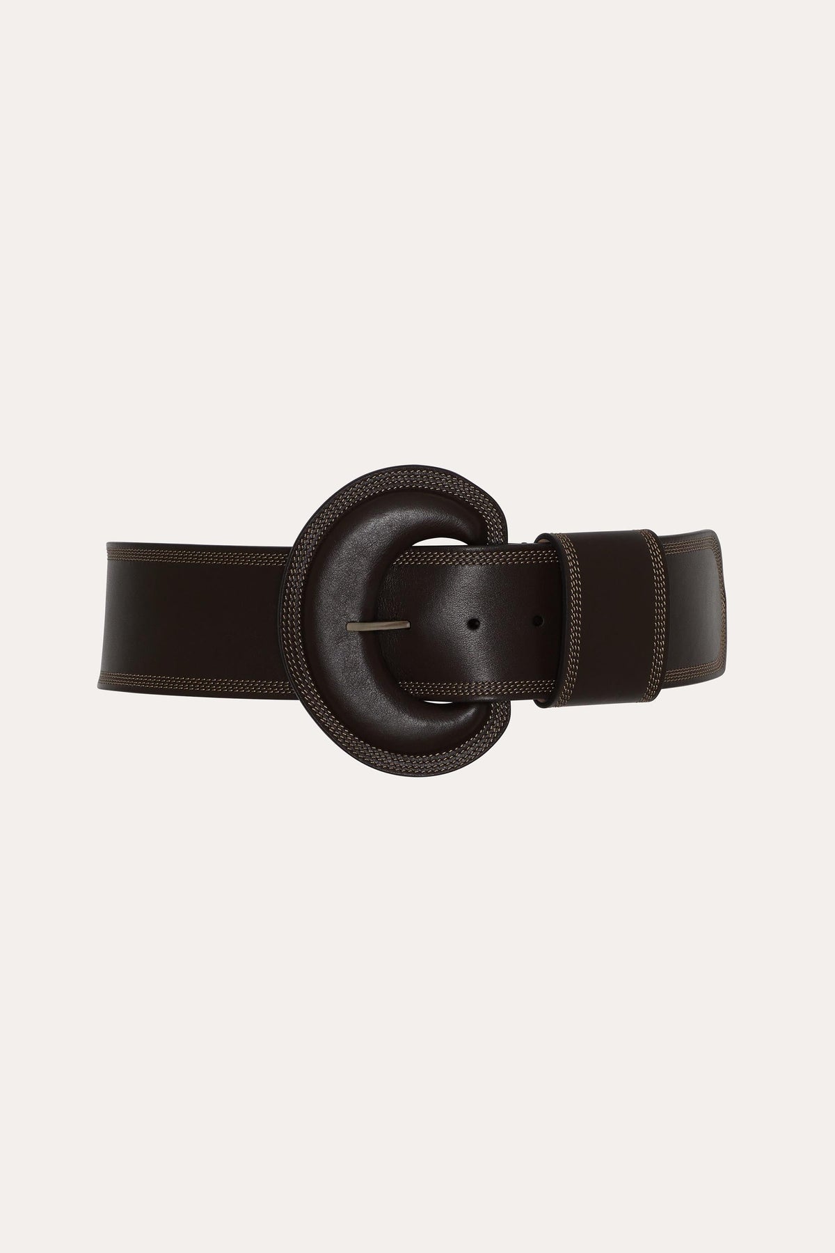Round Buckle Leather Belt