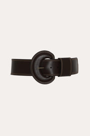View Round Buckle Leather Belt image 6