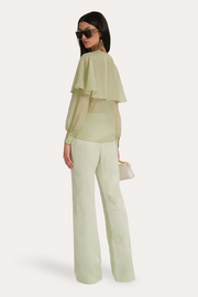 View Sage Silk Chiffon Cape Blouse image 3