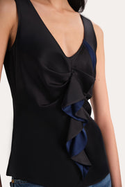 View Silk Satin Sleeveless Ruffle Top image 2